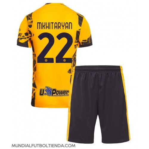 Camiseta Inter Milan Henrikh Mkhitaryan #22 Tercera Equipación Replica 2024-25 para niños mangas cortas (+ Pantalones cortos)